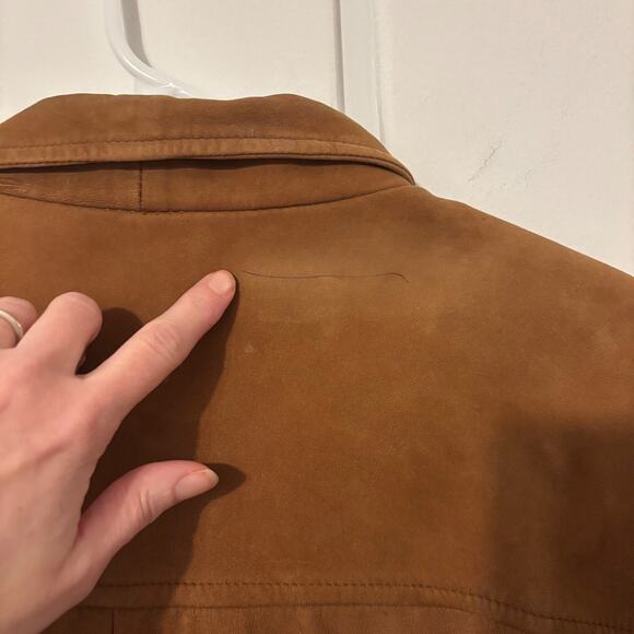 Vintage Genuine Naked Leather Loose Bomber Jacket Zip up Pockets - Picture 8 of 13